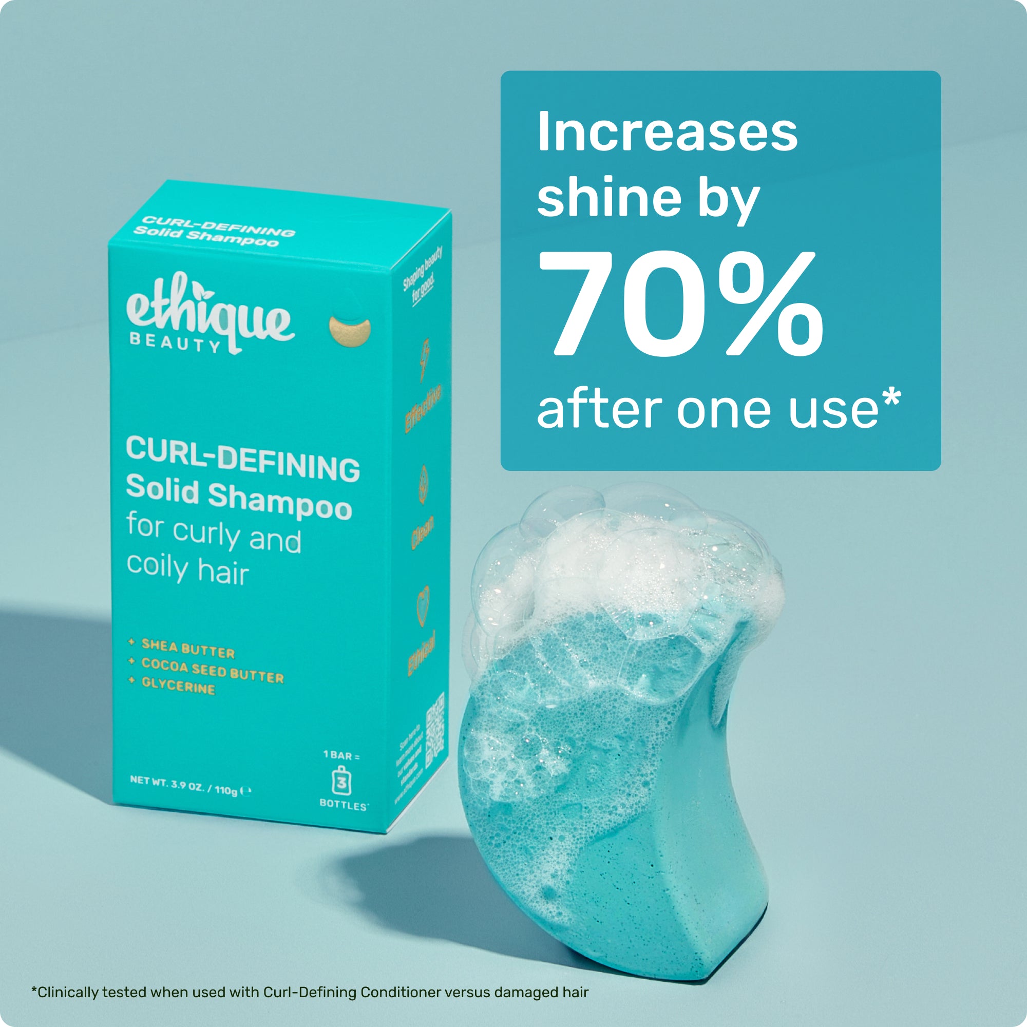 Increases shine by 70% after one use* *Clinically tested when used with Curl-Defining Conditioner versus damaged hair.