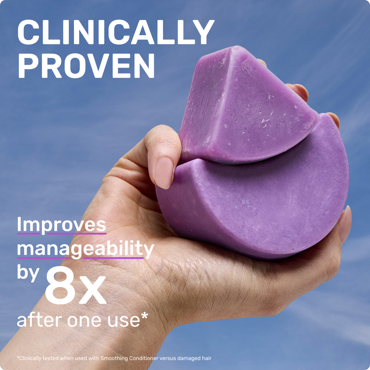 CLINICALLY PROVEN
Improves manageability by 8X after one use
*clinically tested when used with Smoothing Conditioner versus damaged hair