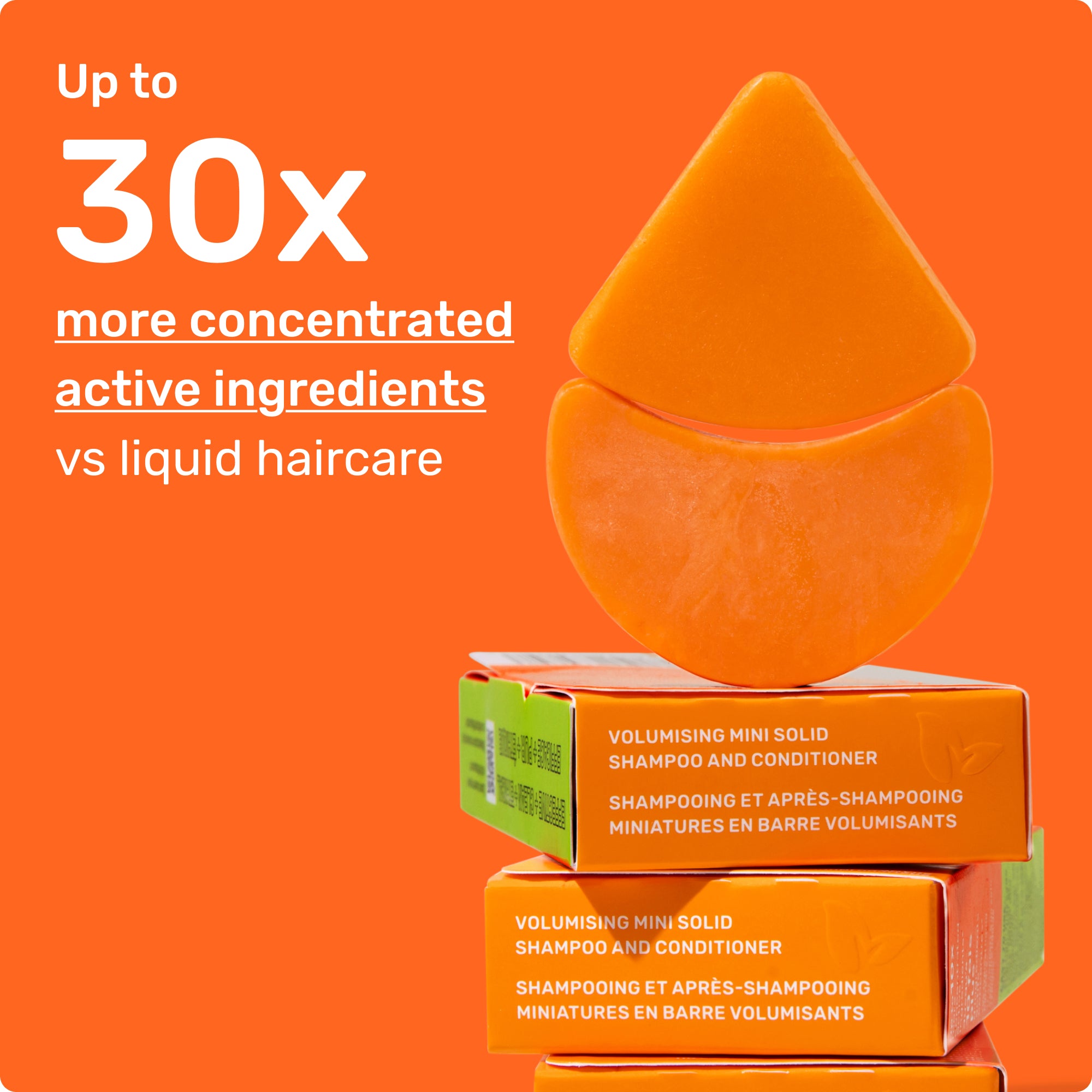 up to 30x concentrated active ingredients vs liquid haircare