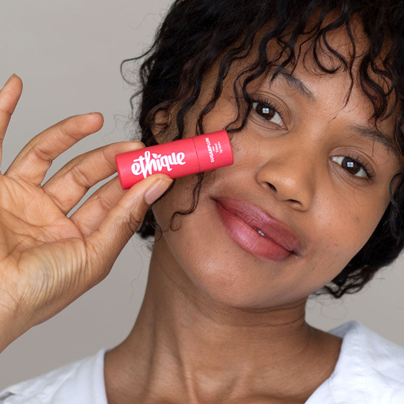Sugarplum tinted lip balm in use