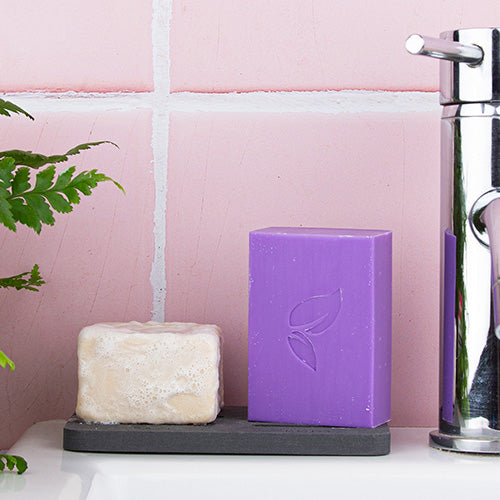 Charcoal Face & Body Storage Tray in use